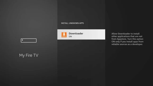 Fire TV allow Downloader to install apps from unknown sources